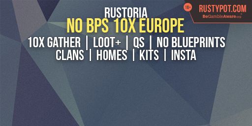[EU] Rustoria.co - 10x No BPs [Loot+/Shop/Kits] JUST WIPED