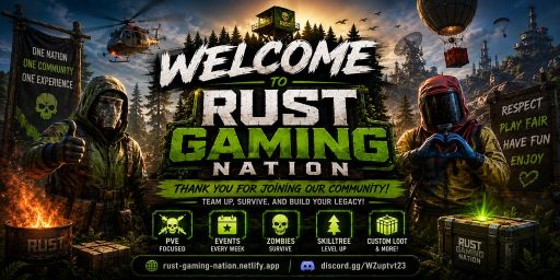 RustGamingNation 100000x PvE [Events|Purge|Zombies|SkillTree]