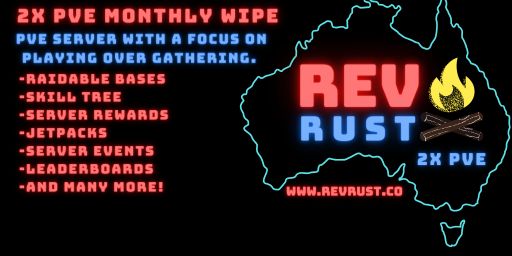 RevRust 2x PvE Monthly |Skills|Jetpack|Events|RaidBases