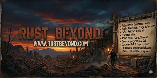 Rust Beyond |PvE|PvP Deep Sea|Low Upkeep|Events|FRESH WIPED