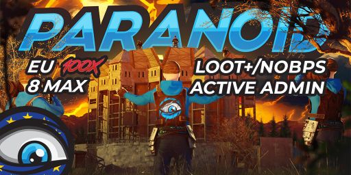 Paranoid.gg EU 100x|NoBPs|Loot+|PVP|Shop|Kits 19/5 JUSTWIPED x1