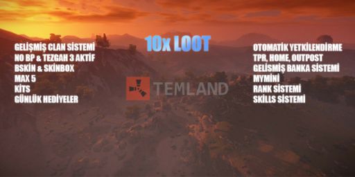 [TR/EU] TEMLAND 10x |No BPs|Shop|MyMini| Rust Türkiye 17.05 W