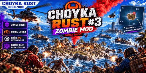 CHOYKA RUST №3[ONE GRID] ZOMBIE MOD