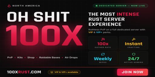 Oh Shit 100x | PvP | Loot+ | Shop | Kits | Raidable Bases | Air