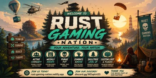 RustGamingNation 100000x |EU| PvE [Events|Purge|Zombies|SkillTr