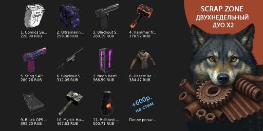SCRAP ZONE | ДВУХНЕДЕЛЬНЫЙ ДУО X2 | SKINS
