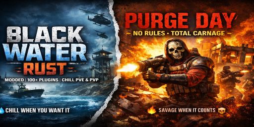 Blackwater Rust 100x PvE |Backpacks|Events|SkillTree|Clans