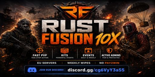 RustFusion EU 10x | Solo Duo | No BPs | GunGame | Kits | Shop