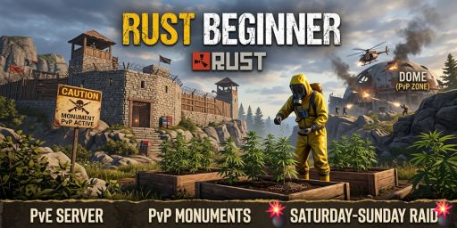 Rust Beginner | PvE Server | PVP Monuments | 3x Resources | Wee