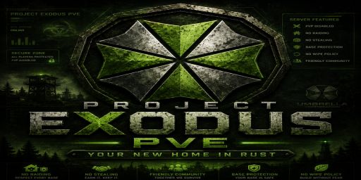     US| Project Exodus PVE | Your New Home in Rust