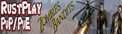 RustPlay PVE/PVP-Zones TP|Zombies|LVLs|Kits|Quests|Clans|+More!